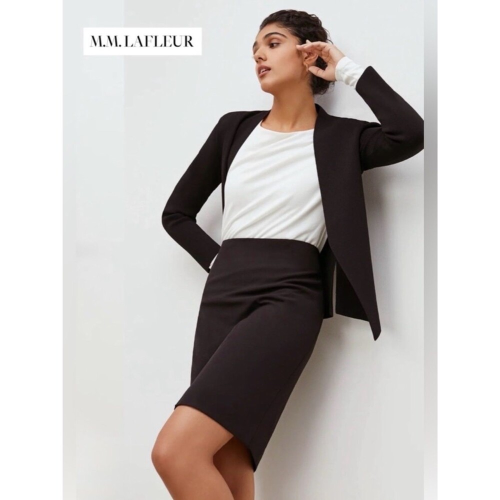 MM LaFleur Noho Skirt Black WonderTex Plus Size 2 Pencil Professional Office